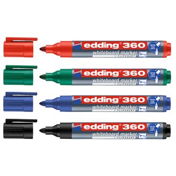 Edding 360 Assorted Whiteboard Markers - Pack 4