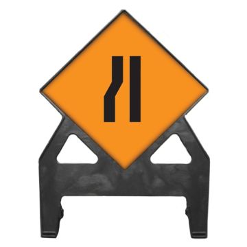 Dependable Road Narrows Left Poly Sign