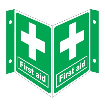Dependable First Aid Projecting '3D' Signs