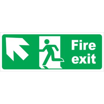 Dependable Fire Exit Arrow Diagonal Left & Up Labels