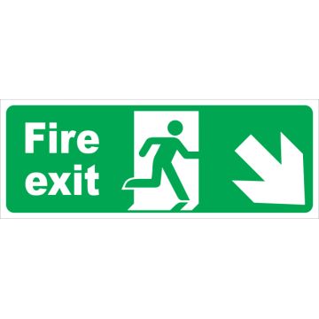 Dependable Fire Exit Arrow Diagonal Right & Down Labels