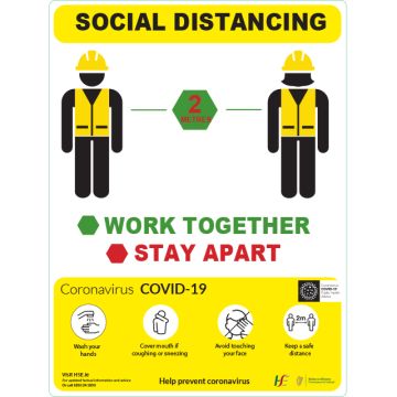 COVID-19 Work Together Stay Apart Sign 