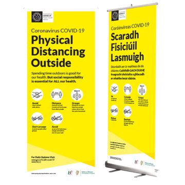 COVID-19 Physical Distancing Outside Roll Up Banner