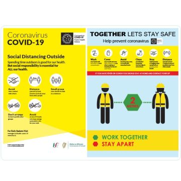 COVID-19 Social Distancing Outside and Together Lets Stay Safe Sign