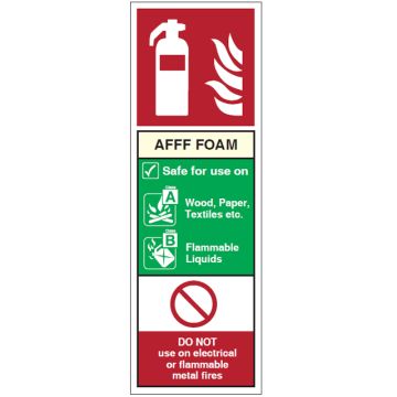 Dependable AFFF Foam Fire Extinguisher ID Signs