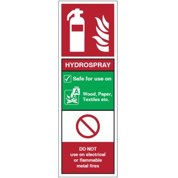Dependable Hydrospray Fire Extinguisher ID Signs