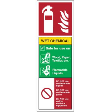 Dependable Wet Chemical Fire Extinguisher ID Signs
